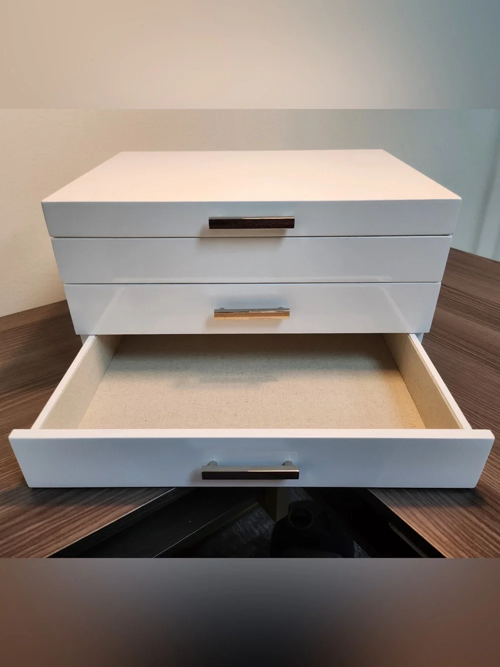 West Elm White 3-Drawer Jewelry Chest